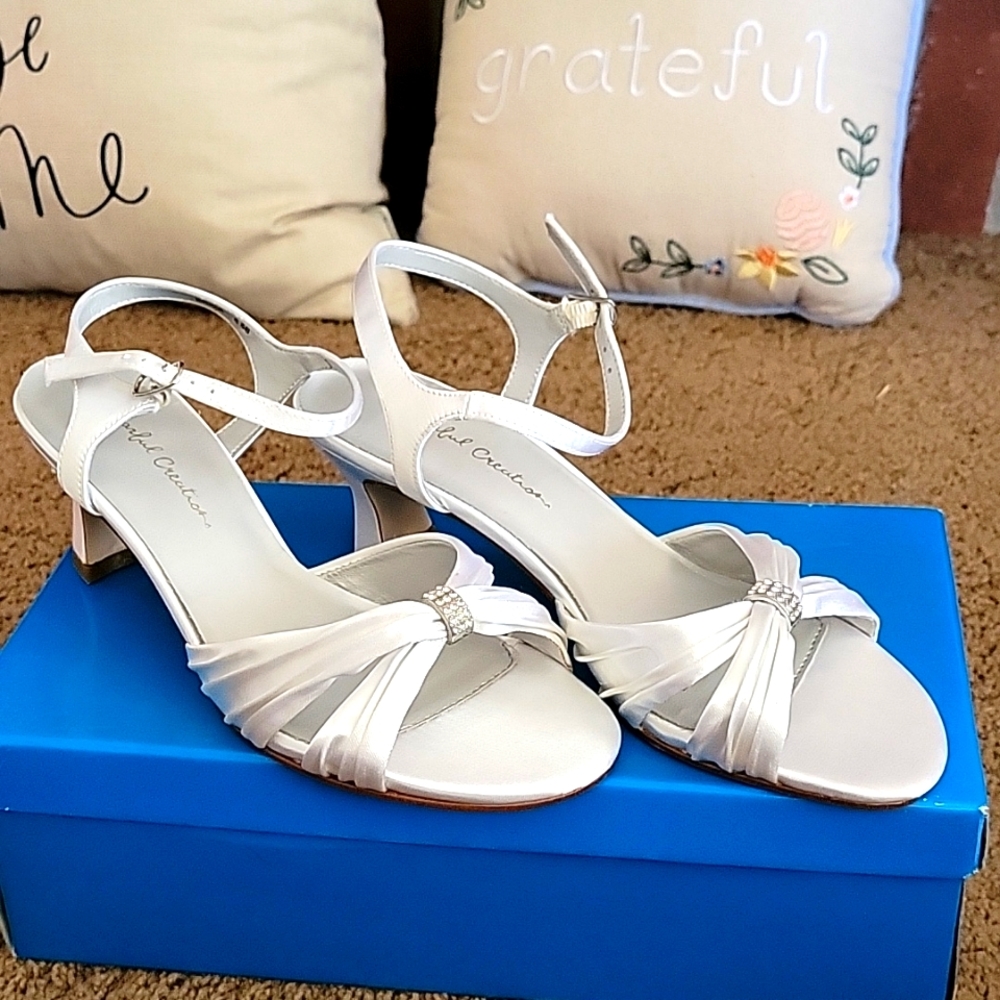 White colorful creation high heels